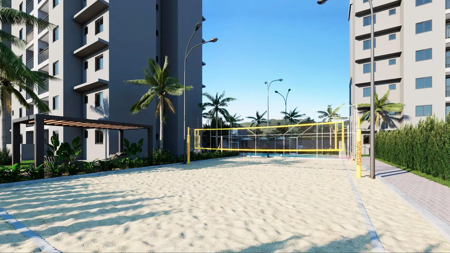 Quadra de beach tennis do Viverde Eco Club